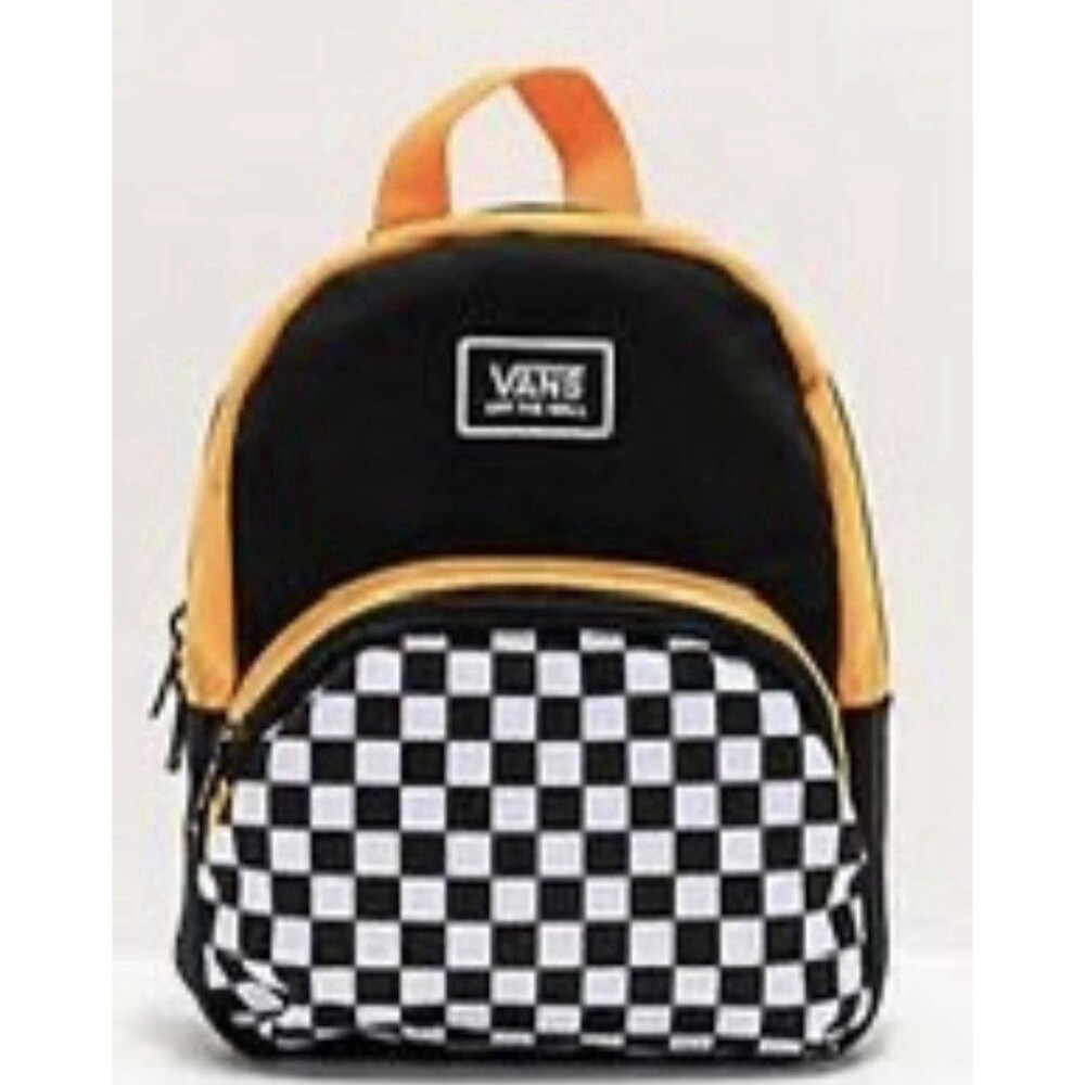 EUC Vans Off The Wall "Got This" Mini Backpack Black Orange Yellow Checkerboard